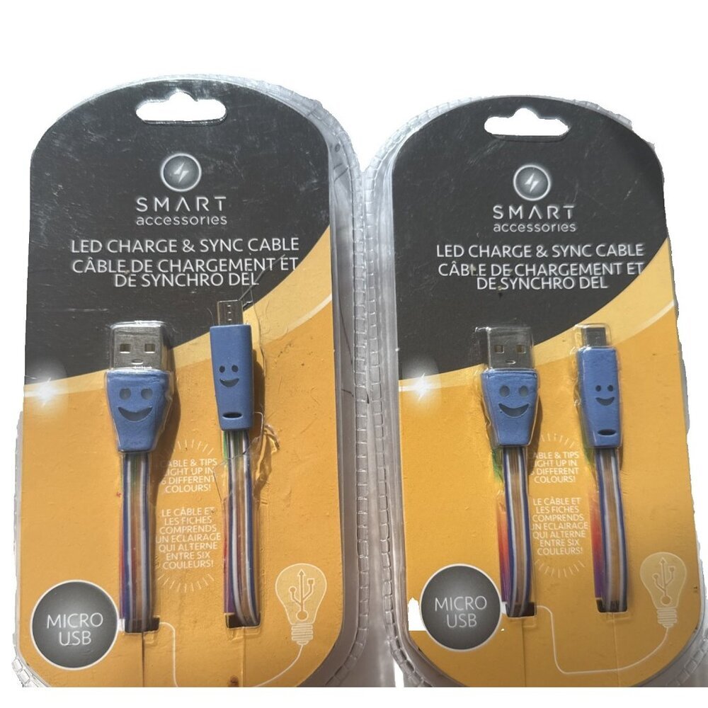 NEW Lot 2 Light up Color Micro USB Cable LED Charge Cable Sync Smart Accessories